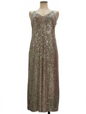 FIFTEEN TWENTY women's sequin slip dress in silver M NWT